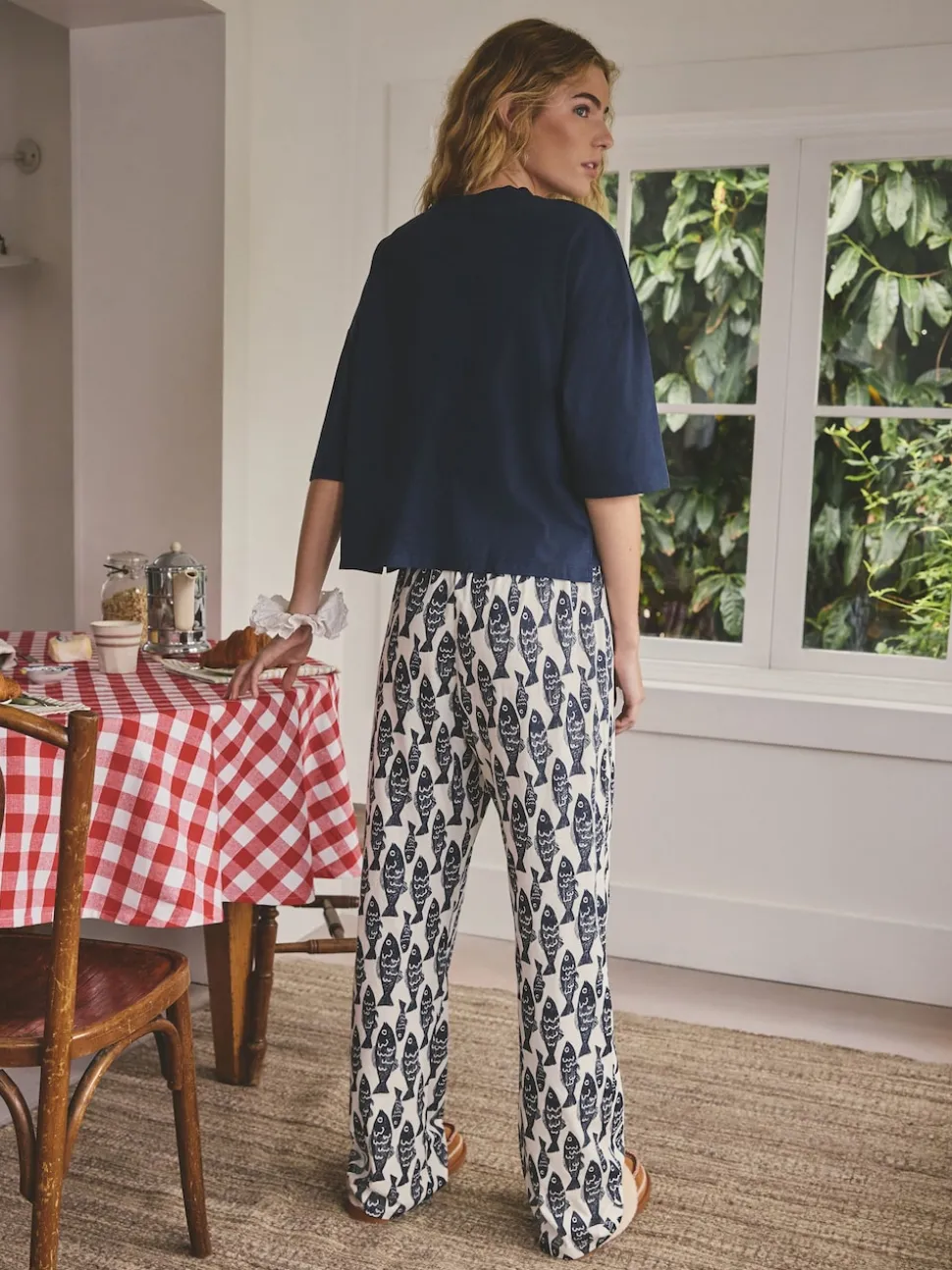 Navy Fish Cotton Short Sleeve Pyjamas