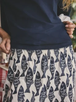 Navy Fish Cotton Short Sleeve Pyjamas