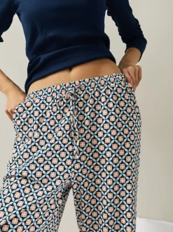 Navy Geo Ribbed Long Sleeve Pyjamas