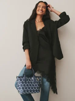 Navy Geometric Print Cross-Body Bag