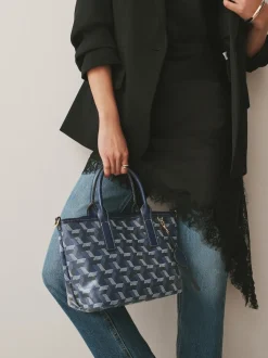Navy Geometric Print Cross-Body Bag