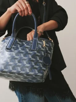 Navy Geometric Print Cross-Body Bag
