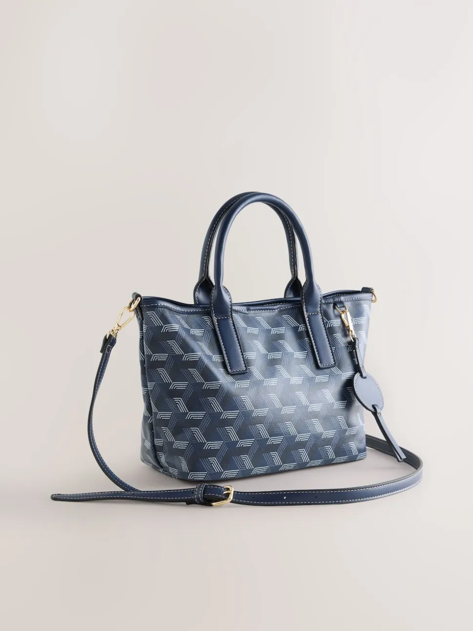 Navy Geometric Print Cross-Body Bag
