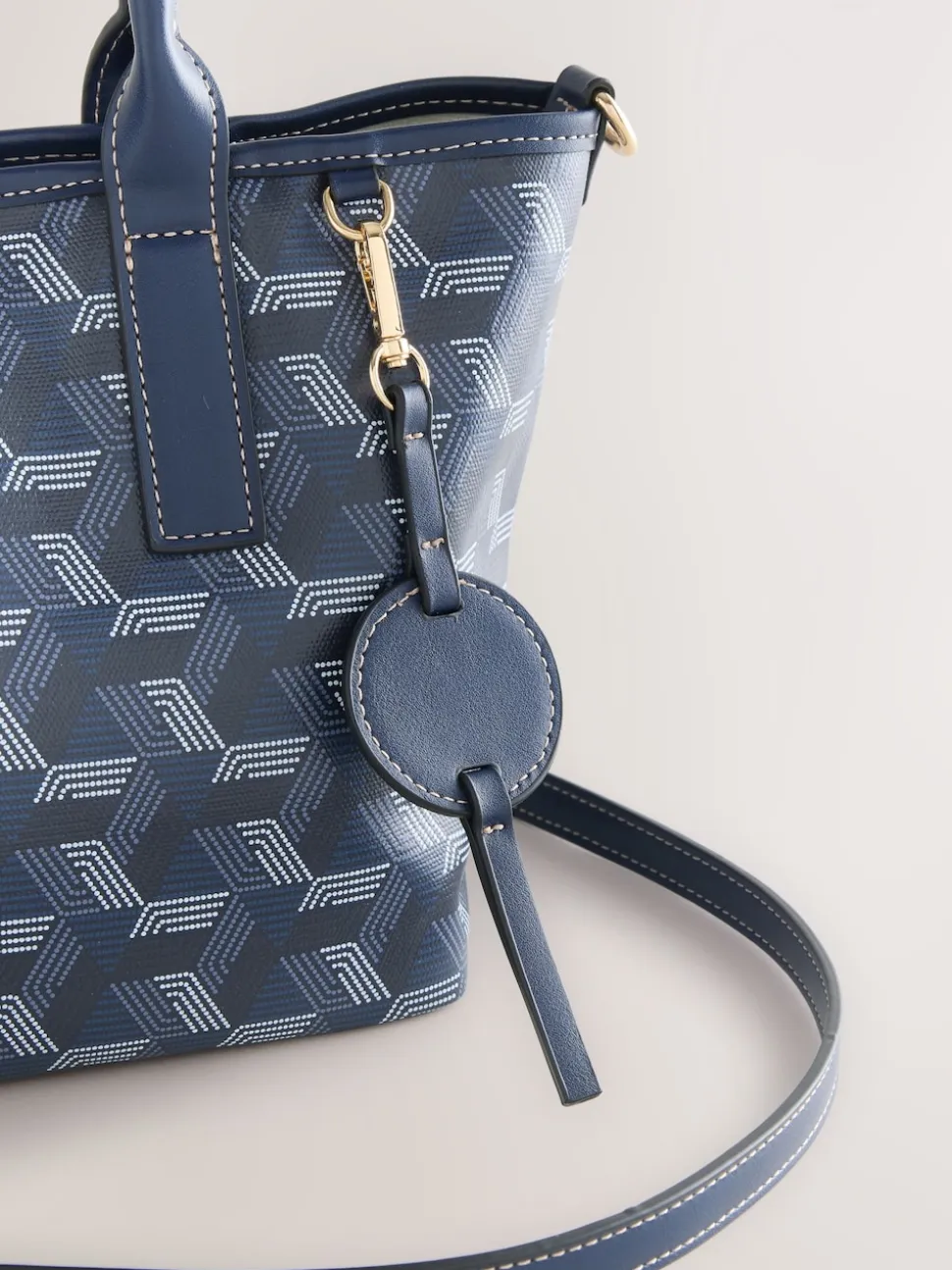 Navy Geometric Print Cross-Body Bag