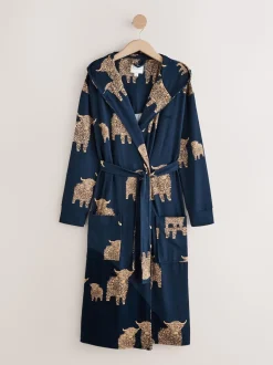 Navy Hamish The Highland Cow Cosy Lightweight Dressing Gown