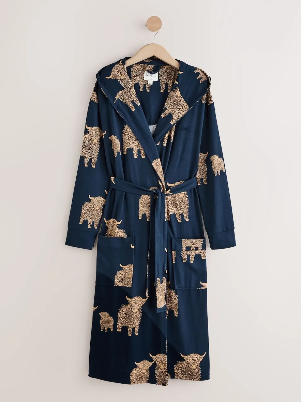 Navy Hamish The Highland Cow Cosy Lightweight Dressing Gown