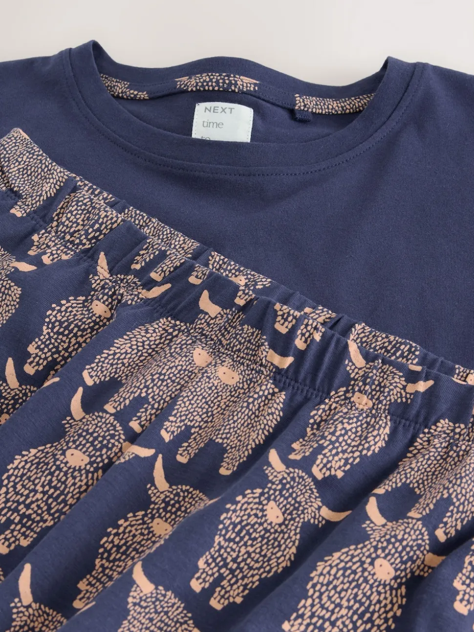 Navy Hamish The Highland Cow Short Sleeve Pyjamas