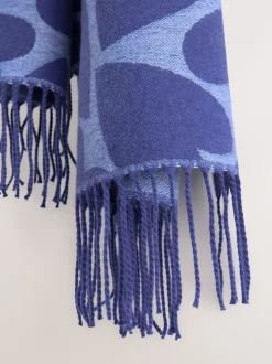Navy Heart Print Midweight Scarf