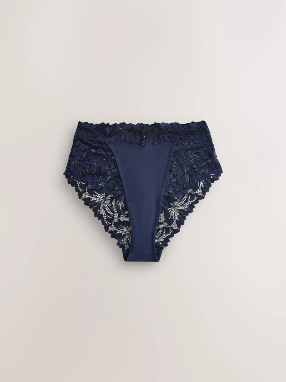 Navy High Waist High Leg Ultimate Comfort Lace Knickers 2 Pack