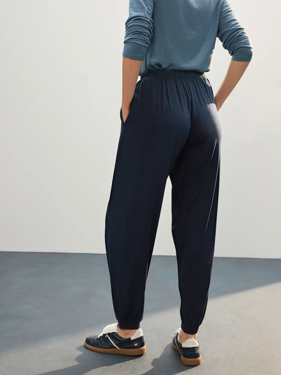 Navy Jersey Harem Joggers