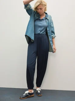 Navy Jersey Harem Joggers
