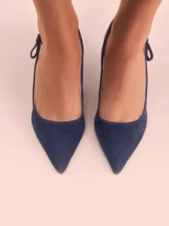 Navy Leather Tabitha Simmons x Next Dela Slingback Point Heels