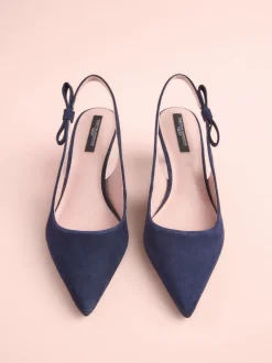 Navy Leather Tabitha Simmons x Next Dela Slingback Point Heels