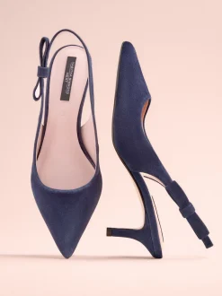 Navy Leather Tabitha Simmons x Next Dela Slingback Point Heels
