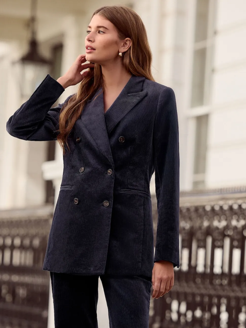 Navy N. Premium Cord Double Breasted Blazer