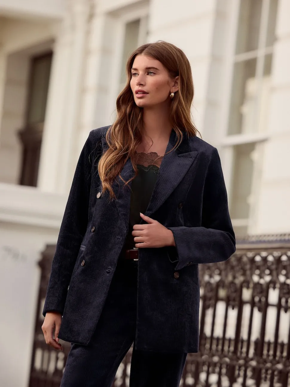 Navy N. Premium Cord Double Breasted Blazer