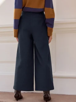 Navy N. Premium Herringbone Culottes With Wool