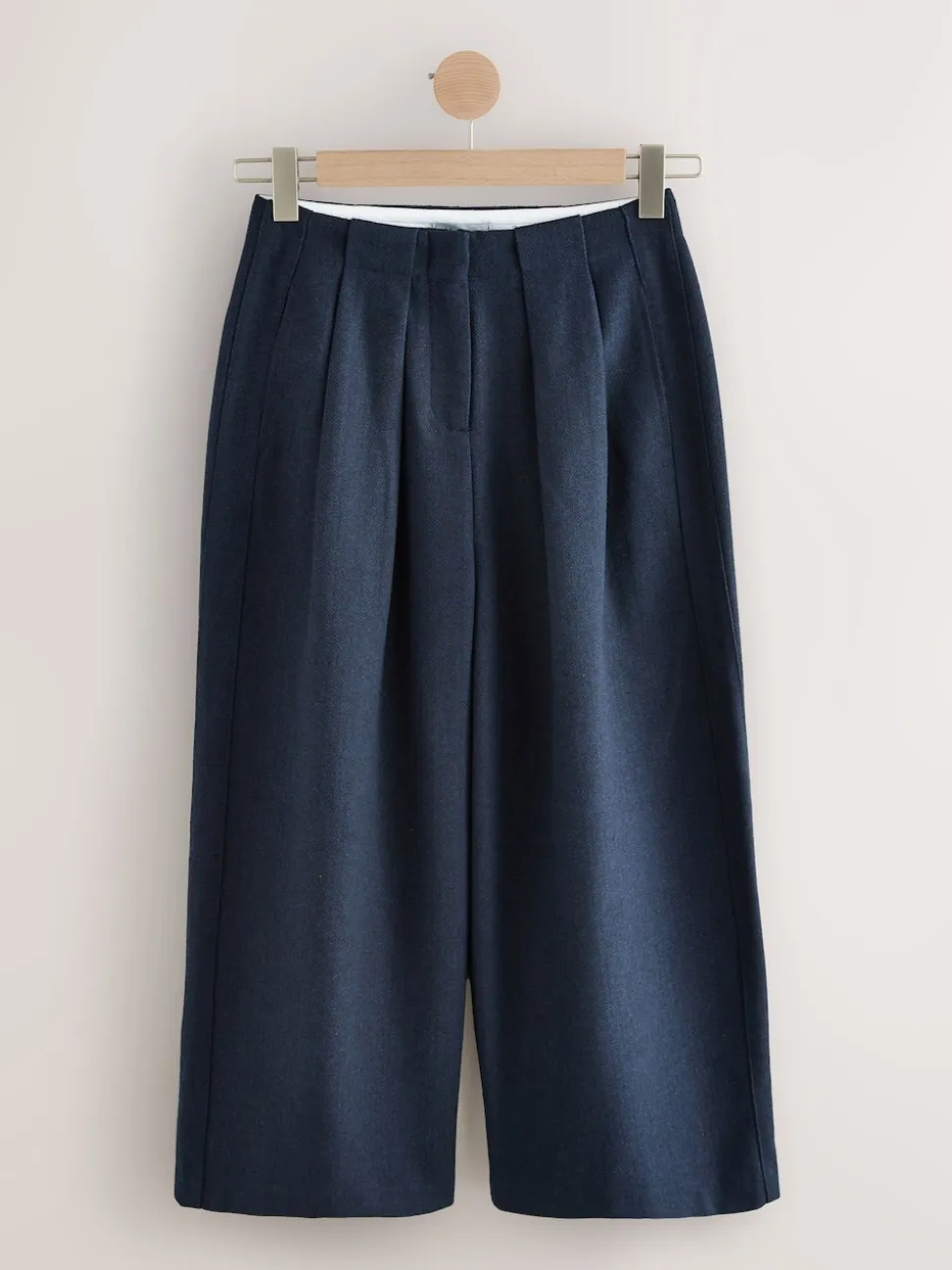 Navy N. Premium Herringbone Culottes With Wool