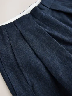 Navy N. Premium Herringbone Culottes With Wool