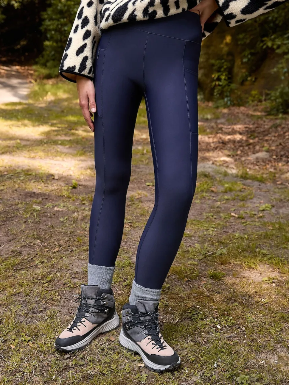 Navy Outdoor Fleece Lined Warm Handle Leggings