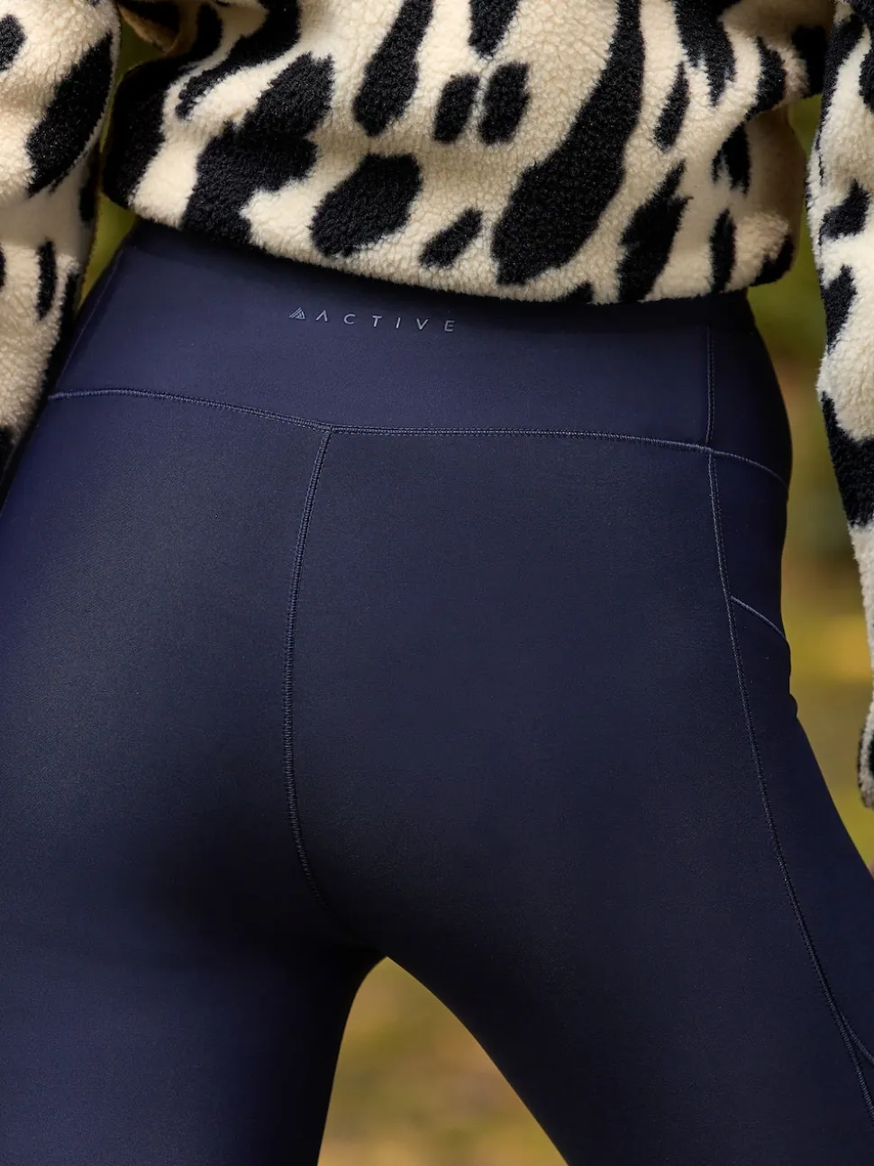 Navy Outdoor Fleece Lined Warm Handle Leggings