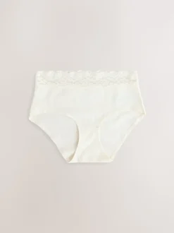 Navy Paisley Midi Cotton Lace Knickers 4 Pack