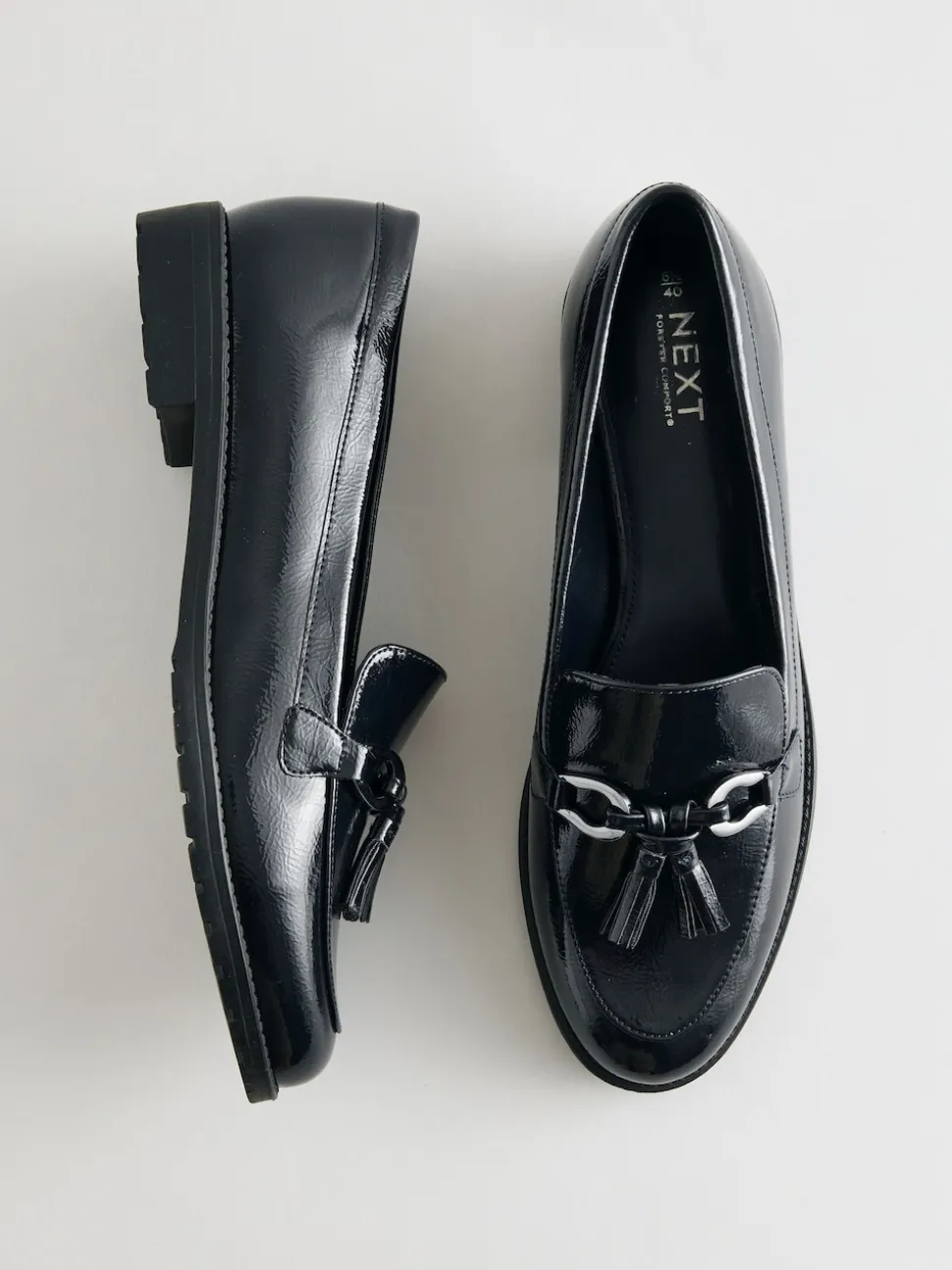 Navy Patent Patent Tassel Hardware Detail Loafers