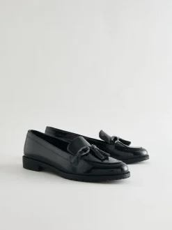 Navy Patent Patent Tassel Hardware Detail Loafers