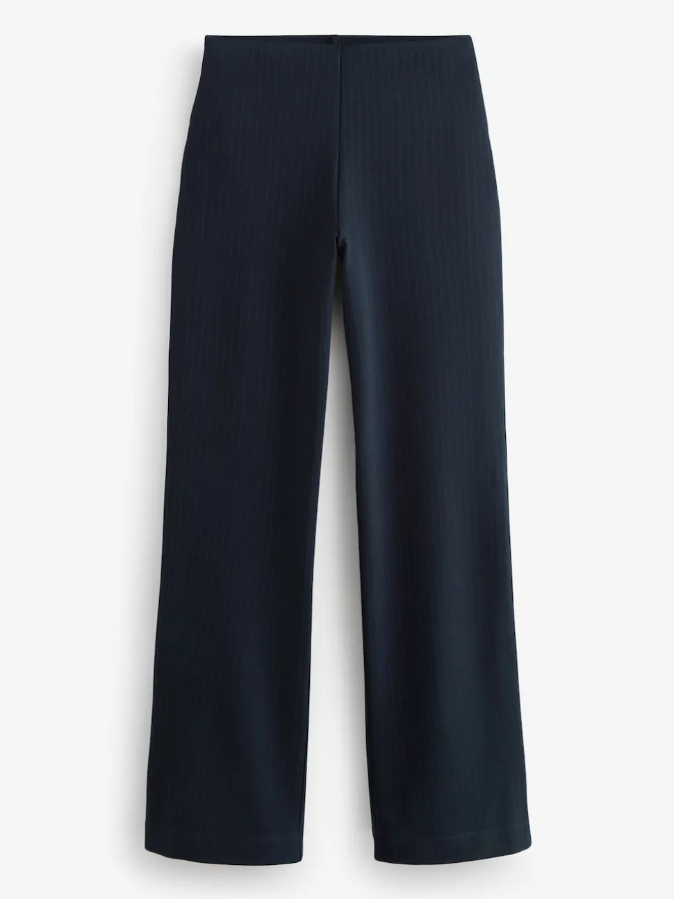Navy Pinstripe Smoothing Ponte Jersey Wide Leg Trousers