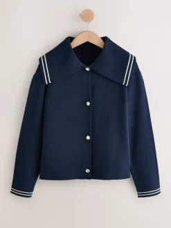 Navy Sailor Collar Cardigan
