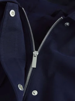 Navy Shower Resistant Hooded Rain Coat