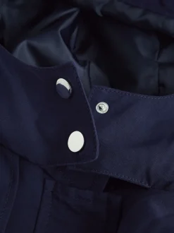 Navy Shower Resistant Hooded Rain Coat