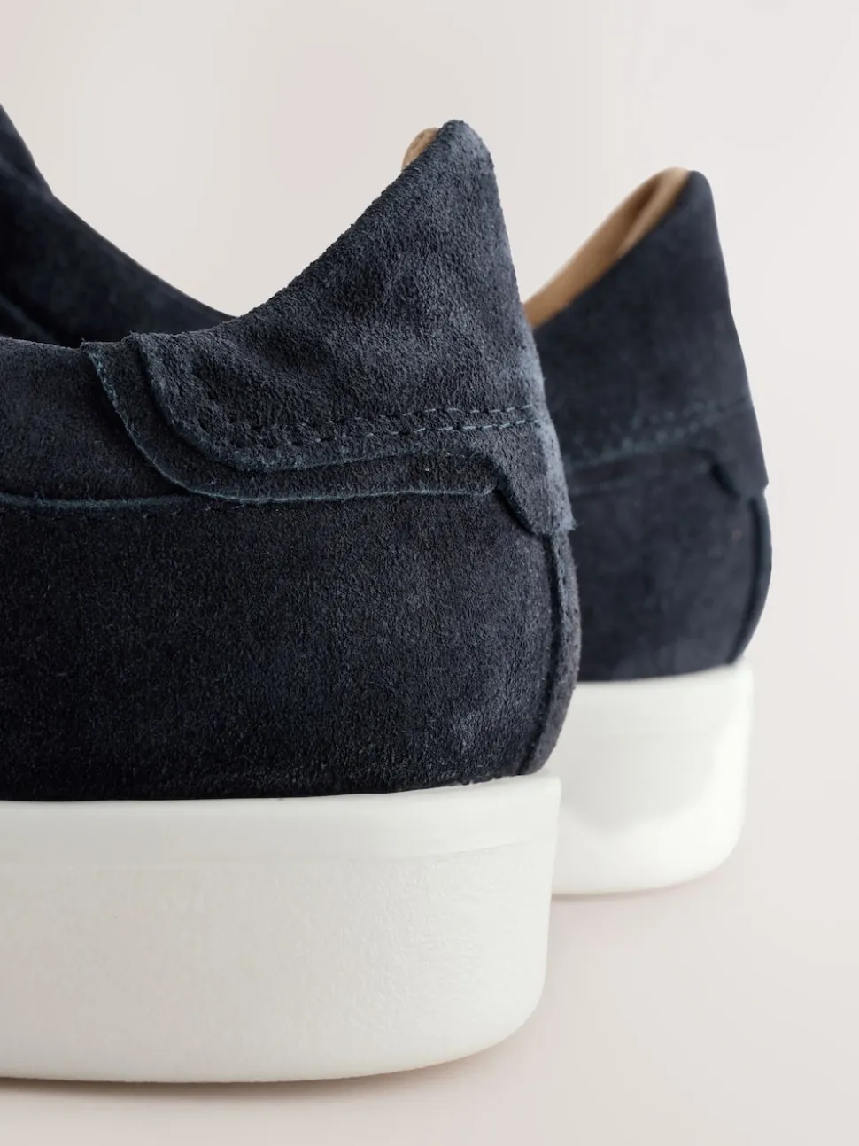 Navy Signature Premium Leather Laceless Slip-On Trainers