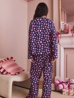Navy Stars Long Sleeve Pyjamas