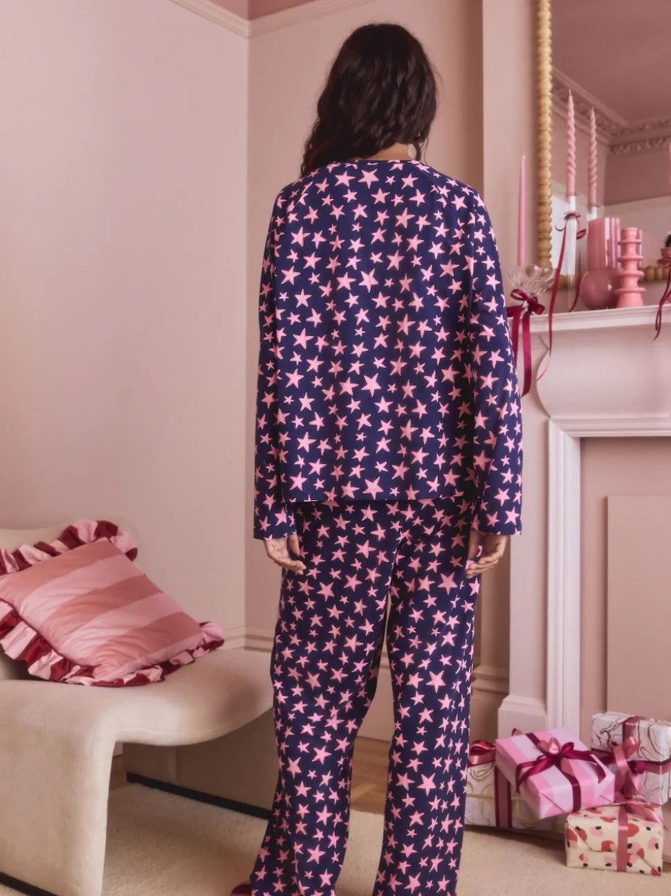 Navy Stars Long Sleeve Pyjamas