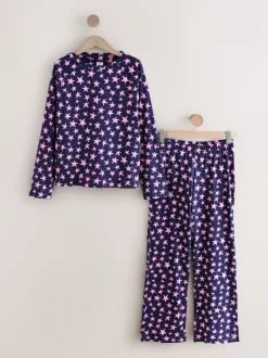Navy Stars Long Sleeve Pyjamas