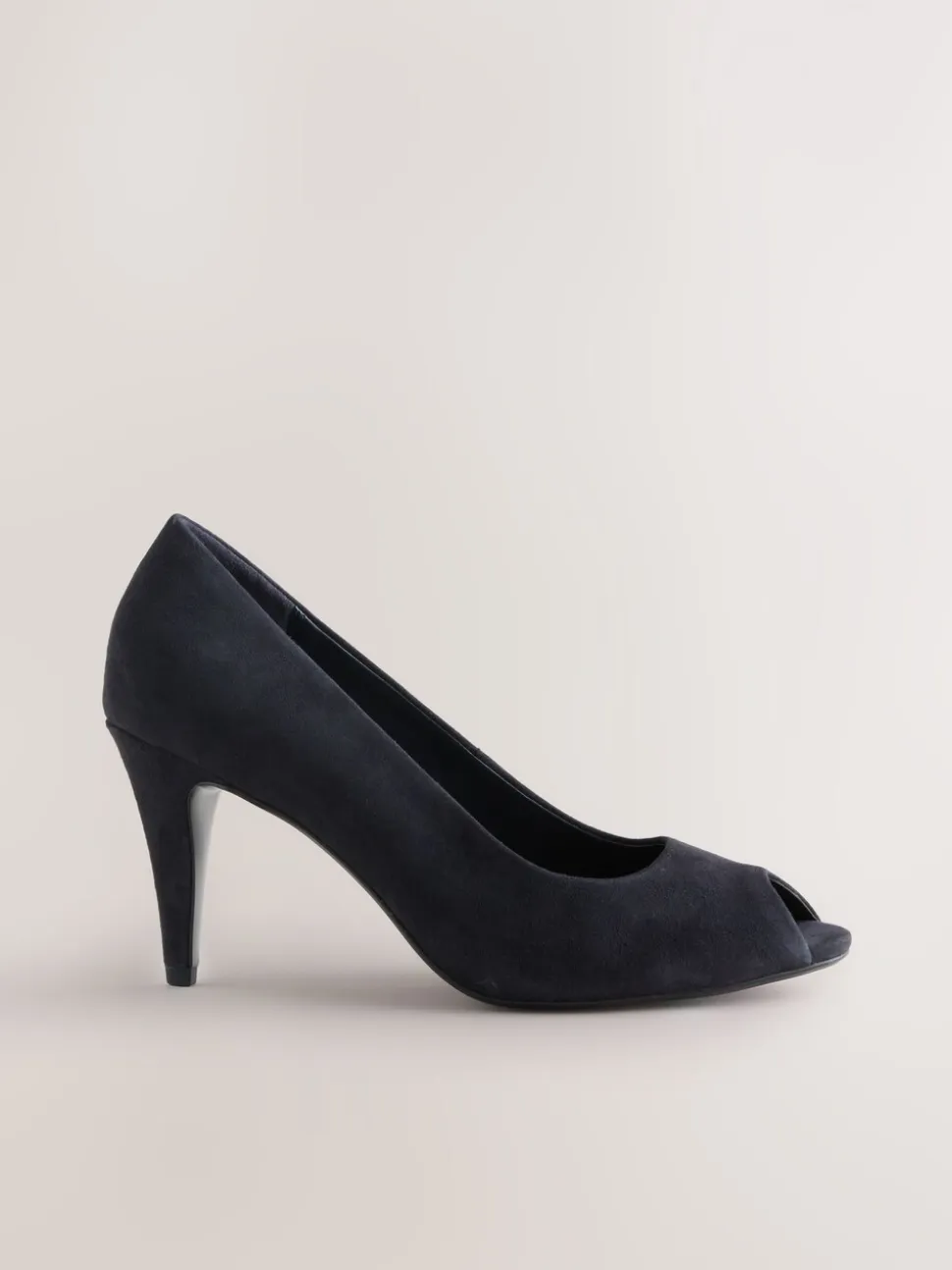 Navy Suede Premium Leather Peep Toe Heels