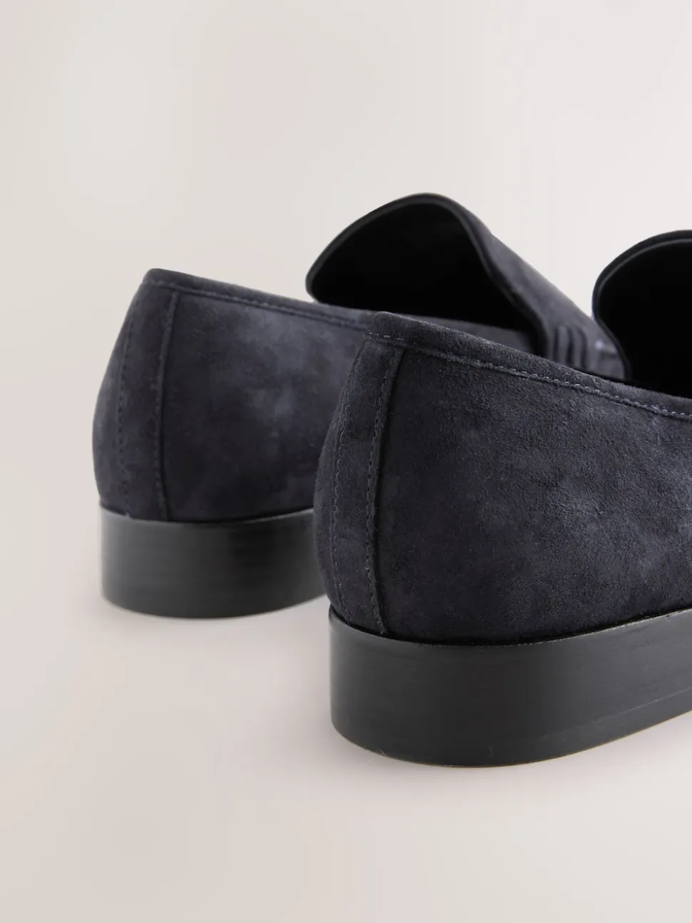 Navy Suede Round Toe Clean Loafers
