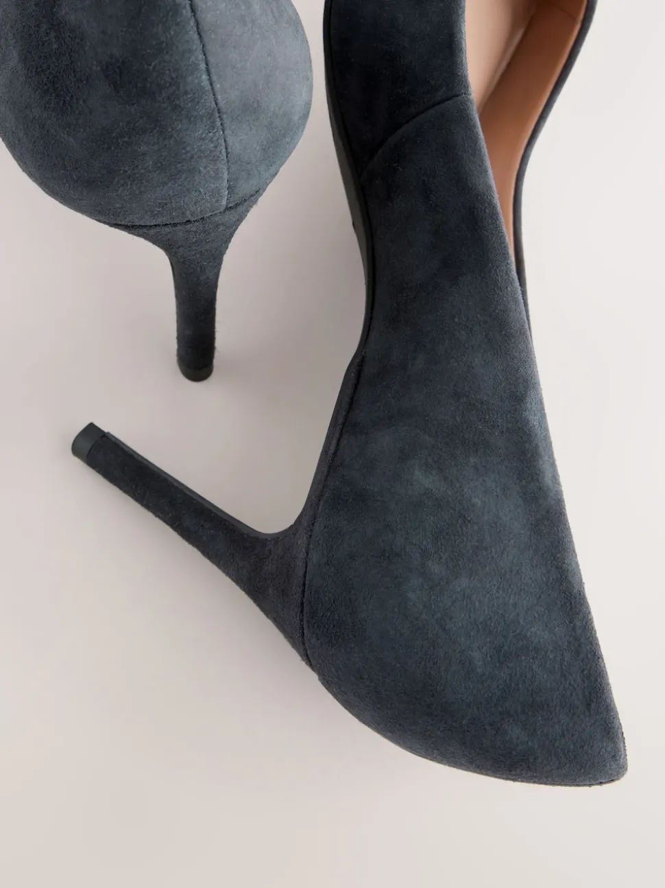 Navy Suede Standard/Wide Fit Leather Mid Court Shoes