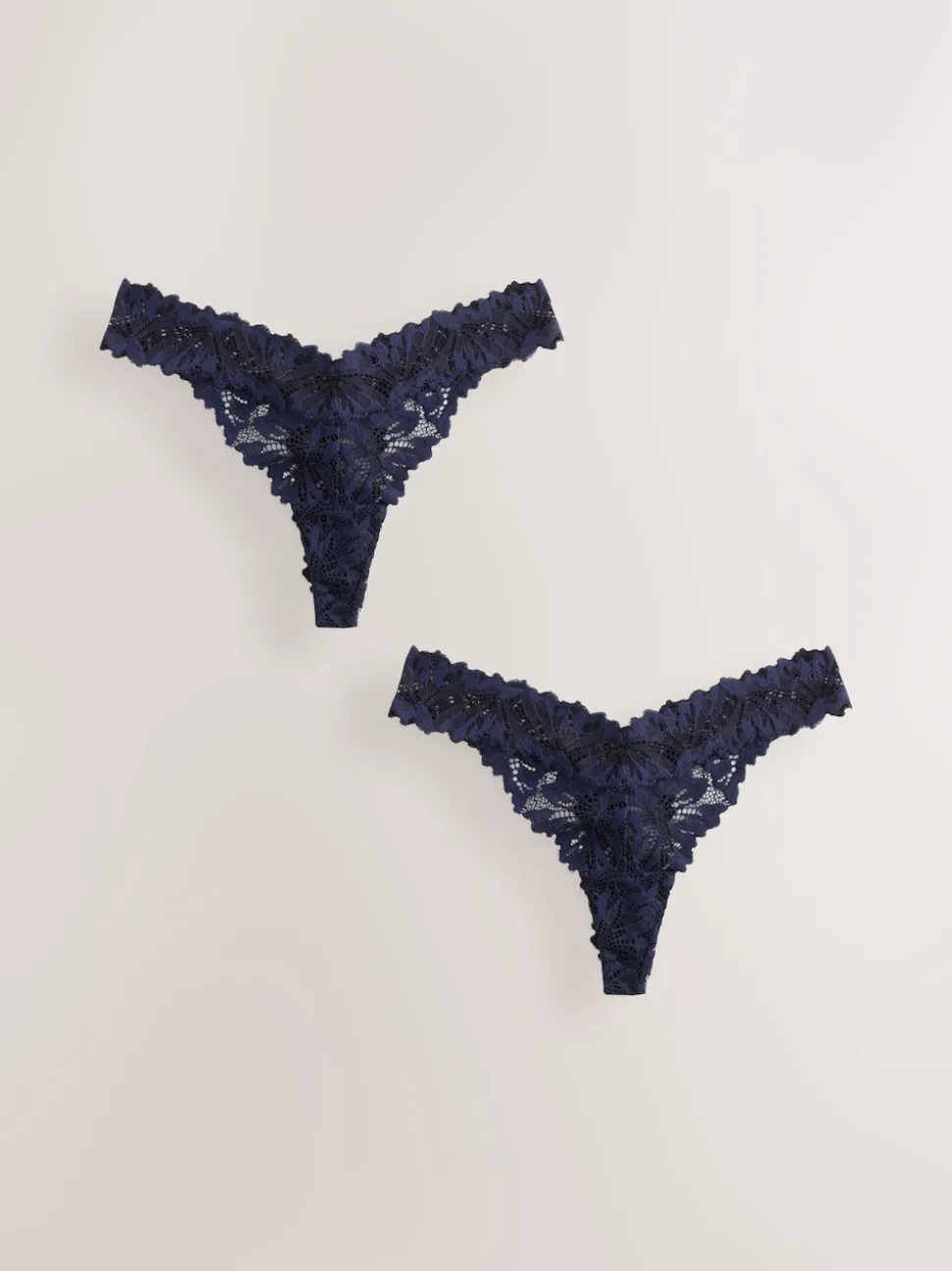 Navy Thong Ultimate Comfort Lace Knickers 2 Pack