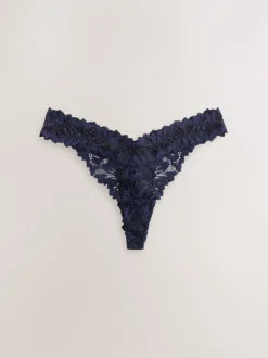Navy Thong Ultimate Comfort Lace Knickers 2 Pack