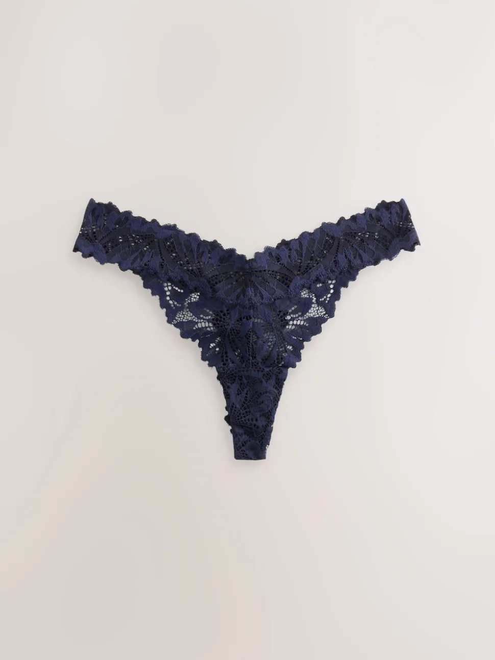 Navy Thong Ultimate Comfort Lace Knickers 2 Pack