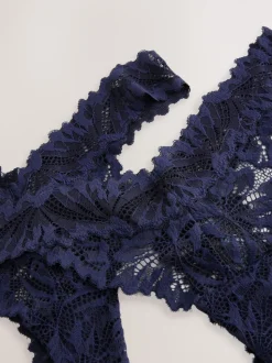 Navy Thong Ultimate Comfort Lace Knickers 2 Pack