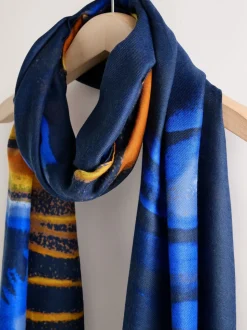 Navy Tie Dye Lightweight Scarf