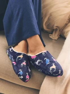Navy Whippet Mule Slippers