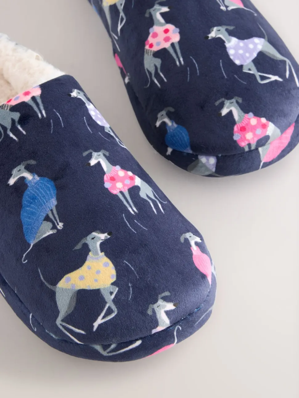 Navy Whippet Mule Slippers