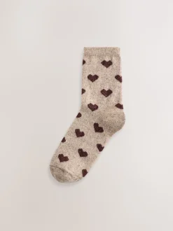 Navy/Berry Hearts Thermal Wool Blend Ankle Socks 3 Pack With Silk