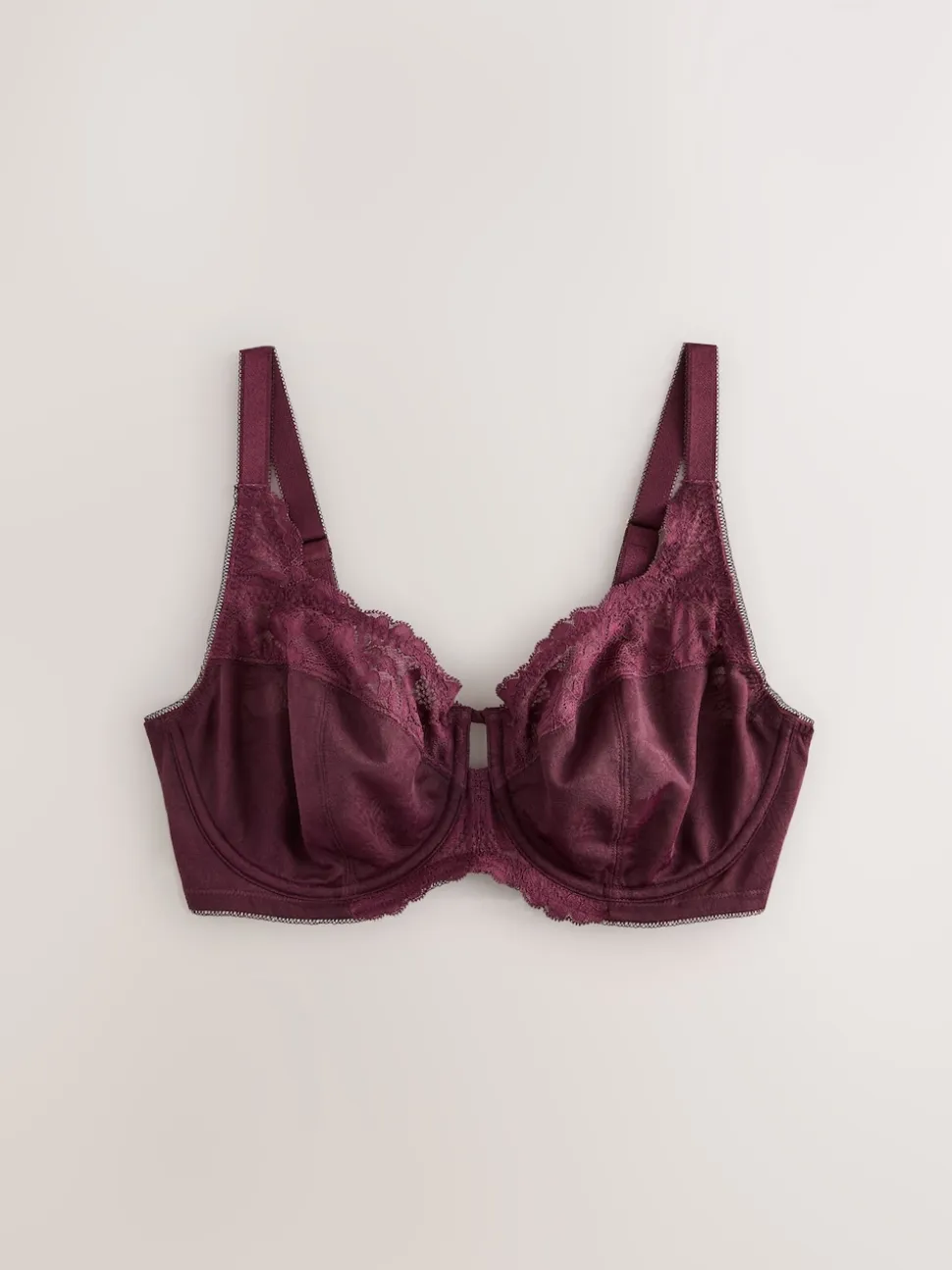 Navy/Berry/Pink DD+ Lace Trim Non Pad Full Cup Underwired Bras 3 Pack