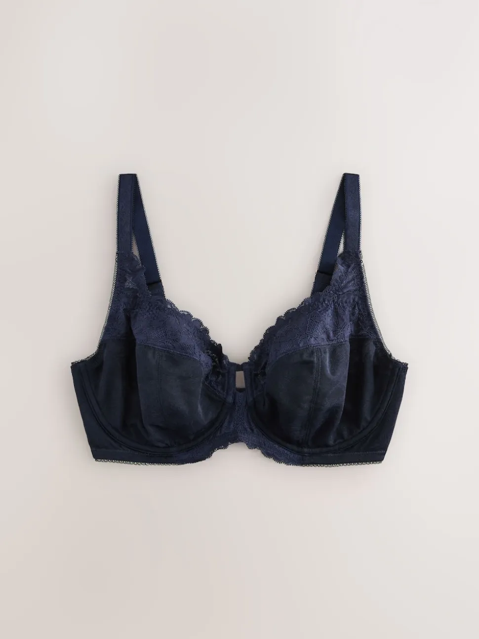 Navy/Berry/Pink DD+ Lace Trim Non Pad Full Cup Underwired Bras 3 Pack