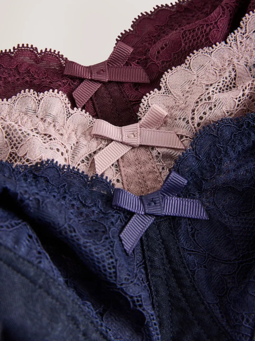 Navy/Berry/Pink Total Support Full Cup Lace Ultimate Comfort Bras 3 Pack